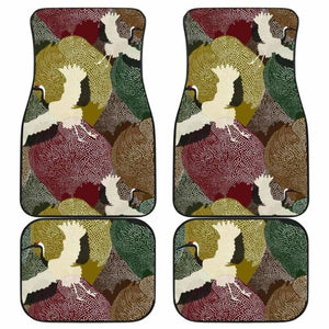 Japanese Cranes Flying Forest Dot Pattern Front And Back Car Mats 094201 - YourCarButBetter