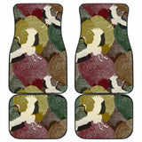 Japanese Cranes Flying Forest Dot Pattern Front And Back Car Mats 094201 - YourCarButBetter