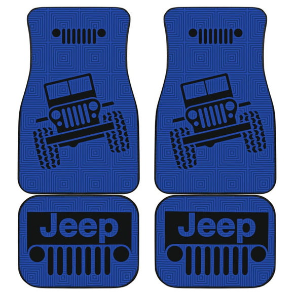 Jeep Grill Car Floor Mats Air Force Blue Patterned Black 211001 - YourCarButBetter