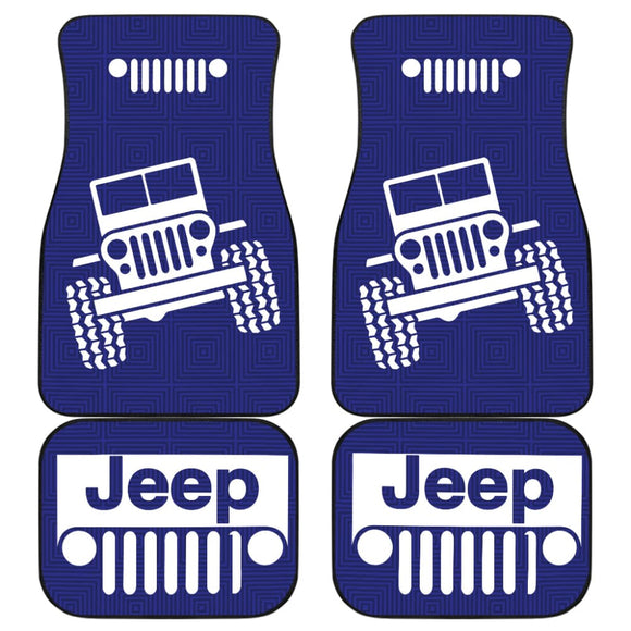 Jeep Grill Navy Blue Offroad Car Floor Mats 210501 - YourCarButBetter