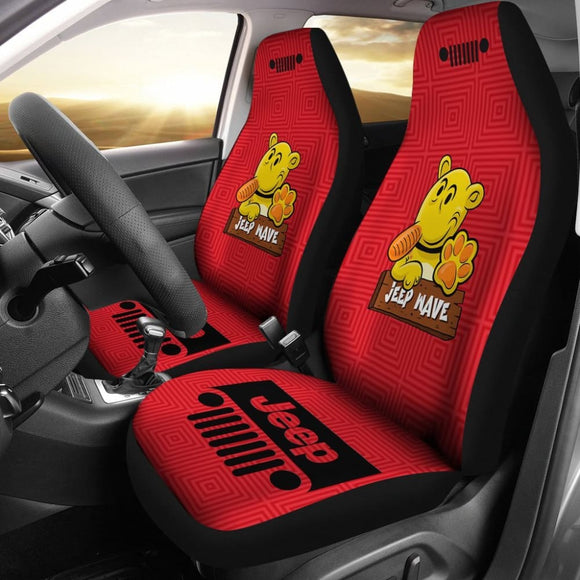 Jeep Grill Seat Covers-Eugene The Jeep-Red Black 101819 - YourCarButBetter
