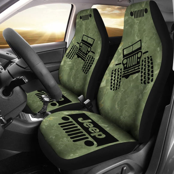 Jeep Offroad - Car Seat Cover Olivedrab Black Marble 101819 - YourCarButBetter