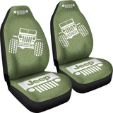 Jeep Offroad - Car Seat Cover Olivedrab White Coldpress Pattern 101819 - YourCarButBetter