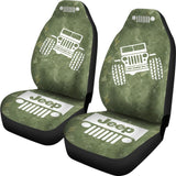 Jeep Offroad - Car Seat Cover Olivedrab White Marble 101819 - YourCarButBetter