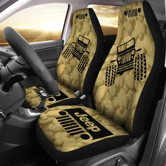 Jeep Offroad - Car Seat Cover Tan Black Stones 101819 - YourCarButBetter