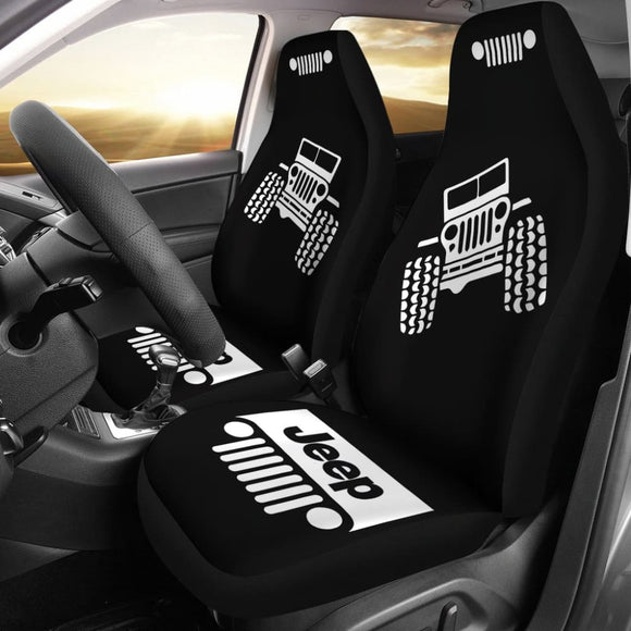 Jeep Offroad Wobble Car Seat Cover - White Black 101819 - YourCarButBetter