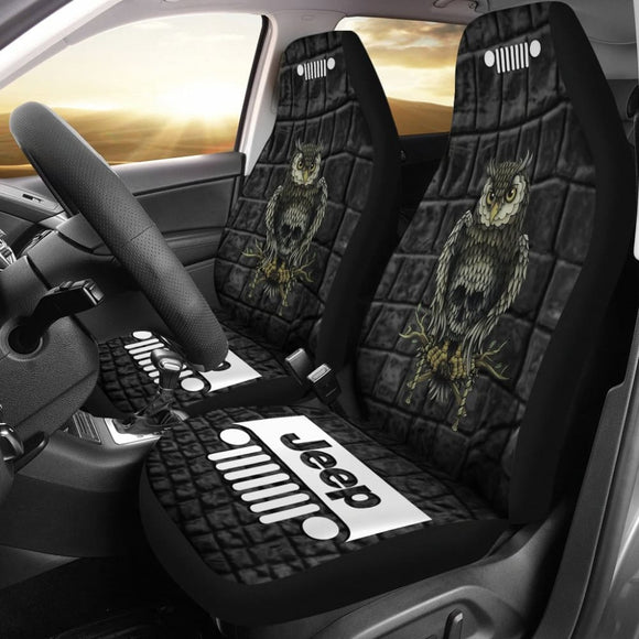 Jeep Seat Cover - Alligator Black - Owl Skull 101819 - YourCarButBetter