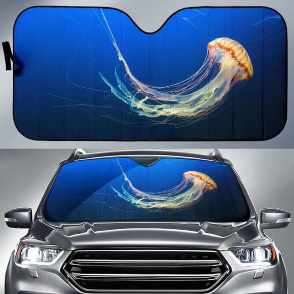 Jellyfish Underwater Aquarium Blue 4K 8K Car Sun Shade 182102 - YourCarButBetter