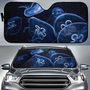 Jellyfishes Underwater Dark Background 4K 5K Car Sun Shade 182102 - YourCarButBetter