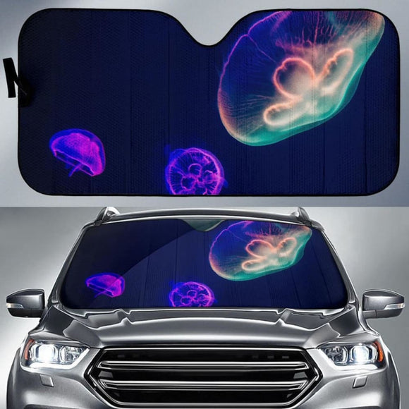 Jellyfishes Underwater Neon 4K 5K Car Sun Shade 182102 - YourCarButBetter