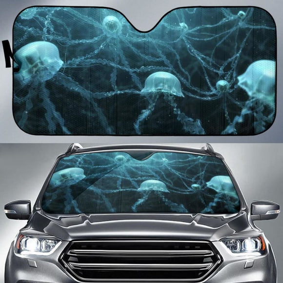 Jellyfishes Underwater Neurons 4K Car Sun Shade 182102 - YourCarButBetter