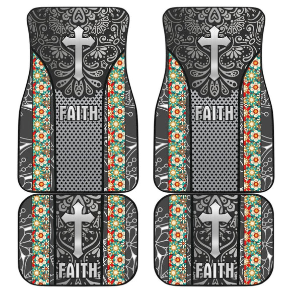 Jesus Cross And Faith Custom Grey Themed Car Floor Mats 211305 - YourCarButBetter