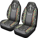 Jesus Cross And Faith Custom Grey Themed Car Seat Covers 211305 - YourCarButBetter