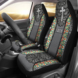 Jesus Cross And Faith Custom Grey Themed Car Seat Covers 211305 - YourCarButBetter