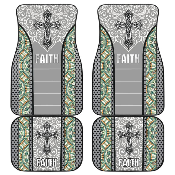 Jesus Cross And Faith Custom Mandala Flower Car Floor Mats 211305 - YourCarButBetter