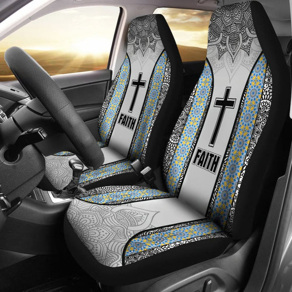 Jesus Cross And Faith Custom Mandala Flower Geometric Car Seat Covers 211305 - YourCarButBetter