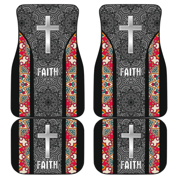 Jesus Cross And Faith Hope Love Mandala Flower Car Floor Mats 211305 - YourCarButBetter