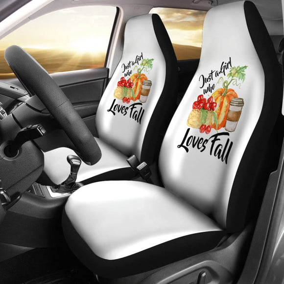 Just A Girl Who Loves Fall Pumpin Spice Latte Cute Autumn Car Seat Covers 212001 - YourCarButBetter
