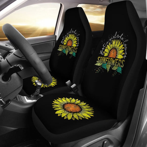 Just A Girl Who Loves Sunflowers Sunshine Pattern Car Seat Covers 211403 - YourCarButBetter