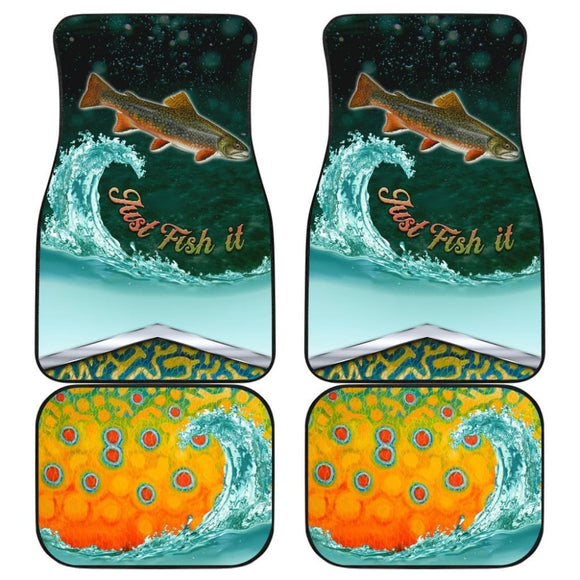 Just Fish It Brook Trout Fishing Car Floor Mats 182417 - YourCarButBetter