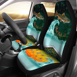 Just Fish It Brook Trout Fishing Car Seat Covers 182417 - YourCarButBetter