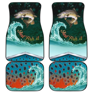 Just Fish It Brown Trout Fishing Car Floor Mats 182417 - YourCarButBetter