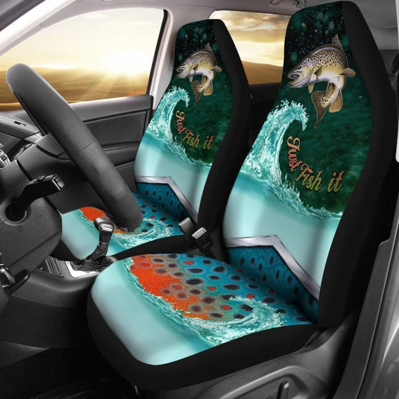 Just Fish It Brown Trout Fishing Car Seat Covers 182417 - YourCarButBetter