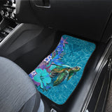Kanaka Maoli Blue Turtle Hibiscus Car Floor Mats 210803 - YourCarButBetter