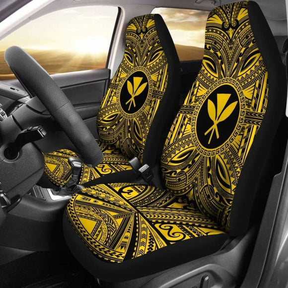 Kanaka Maoli Car Seat Cover - Kanaka Maoli Coat Of Arms Polynesian Gold Black 10 110728 - YourCarButBetter