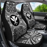 Kanaka Maoli Car Seat Cover - Kanaka Maoli Coat Of Arms Polynesian White Black 10 110728 - YourCarButBetter