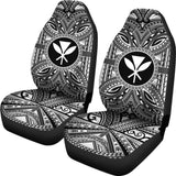 Kanaka Maoli Car Seat Cover - Kanaka Maoli Coat Of Arms Polynesian White Black 10 110728 - YourCarButBetter