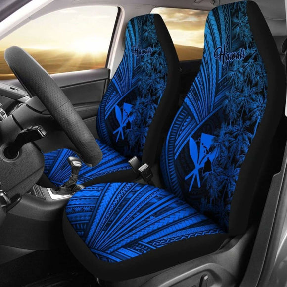 Kanaka Maoli (Hawaiian) Car Seat Covers Blue Polynesian With Coconut Tree 105905 - YourCarButBetter