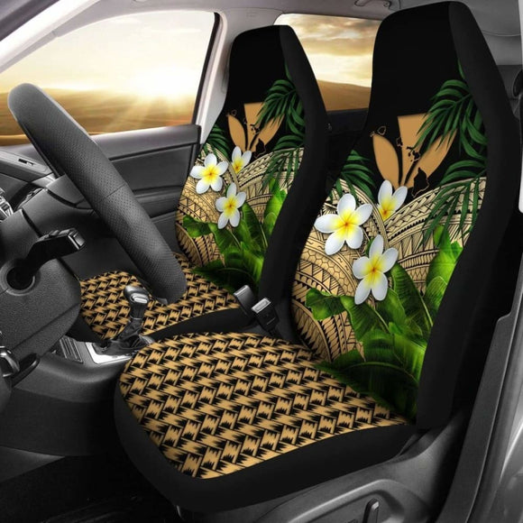 Kanaka Maoli (Hawaiian) Car Seat Covers Polynesian Plumeria Banana Leaves Gold 2 174914 - YourCarButBetter