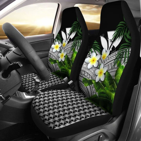 Kanaka Maoli (Hawaiian) Car Seat Covers Polynesian Plumeria Banana Leaves Gray 2 174914 - YourCarButBetter