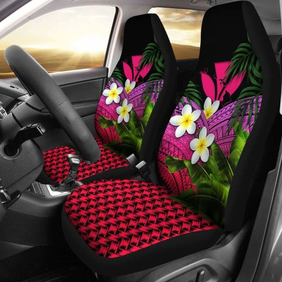 Kanaka Maoli (Hawaiian) Car Seat Covers Polynesian Plumeria Banana Leaves Pink 2 174914 - YourCarButBetter