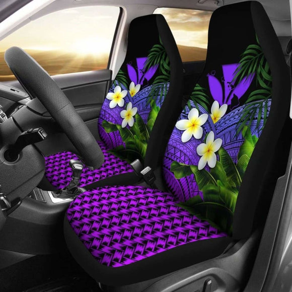 Kanaka Maoli (Hawaiian) Car Seat Covers Polynesian Plumeria Banana Leaves Purple 2 174914 - YourCarButBetter