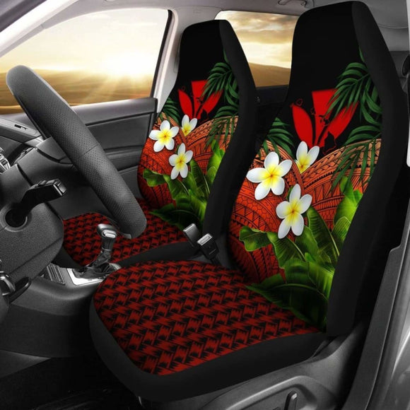 Kanaka Maoli (Hawaiian) Car Seat Covers Polynesian Plumeria Banana Leaves Red 2 174914 - YourCarButBetter