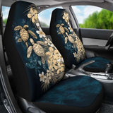 Kanaka Maoli (Hawaiian) Car Seat Covers - Sea Turtle Tropical Hibiscus And Plumeria Gold Awesome 091114 - YourCarButBetter