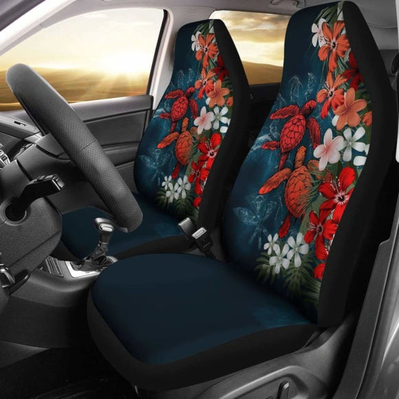Kanaka Maoli (Hawaiian) Car Seat Covers - Sea Turtle Tropical Hibiscus And Plumeria Red Amazing 091114 - YourCarButBetter