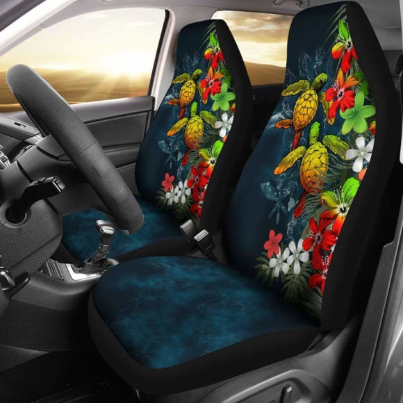 Kanaka Maoli (Hawaiian) Car Seat Covers - Sea Turtle Tropical Hibiscus And Plumeria Reggae Awesome 091114 - YourCarButBetter