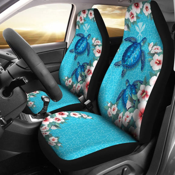 Kanaka Maoli Hawaiian Hibiscus Turtle Of Blue Car Seat Covers 210803 - YourCarButBetter