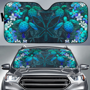 Kanaka Maoli Hawaiian Sea Turtle Tropical Hibiscus And Plumeria Car Auto Sun Shades 210501 - YourCarButBetter