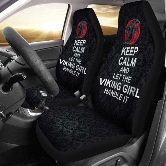 Keep Calm And Let The Viking Girl Handle It Car Seat Covers Black 7 163730 - YourCarButBetter