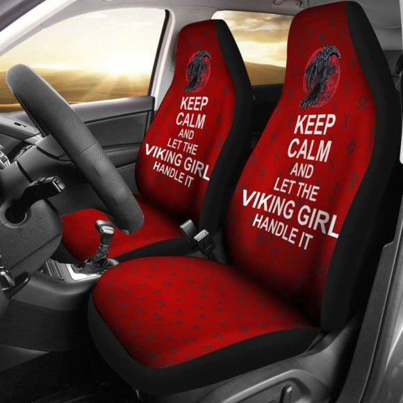 Keep Calm And Let The Viking Girl Handle It Car Seat Covers Red 7 163730 - YourCarButBetter