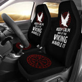 Keep Calm And Let The Viking Handle It Vegvisir The Runic Compass Car Seat Covers 210803 - YourCarButBetter