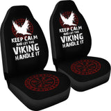 Keep Calm And Let The Viking Handle It Vegvisir The Runic Compass Car Seat Covers 210803 - YourCarButBetter