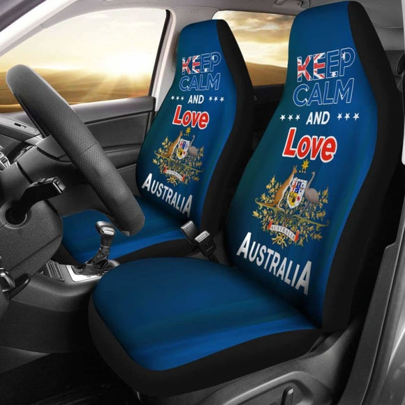 Keep Calm And Love Australia Car Seat Covers Version Blue 2 163730 - YourCarButBetter