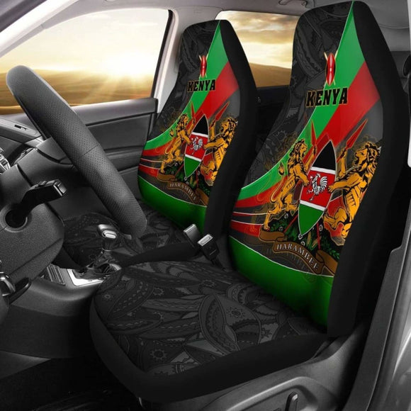 Kenya Car Seat Covers - Kenya Pattern With Coat Of Arms - 105905 - YourCarButBetter