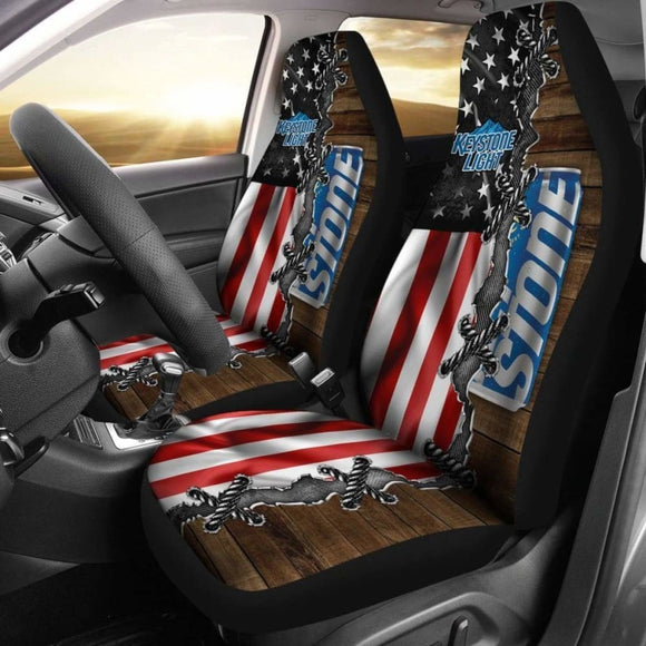 Keystone Light Car Seat Covers American Flag Beer Lover 195016 - YourCarButBetter