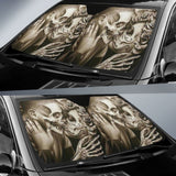 King And Queen Kissing Skulls Skeletons Death Car Auto Sun Shades 212001 - YourCarButBetter